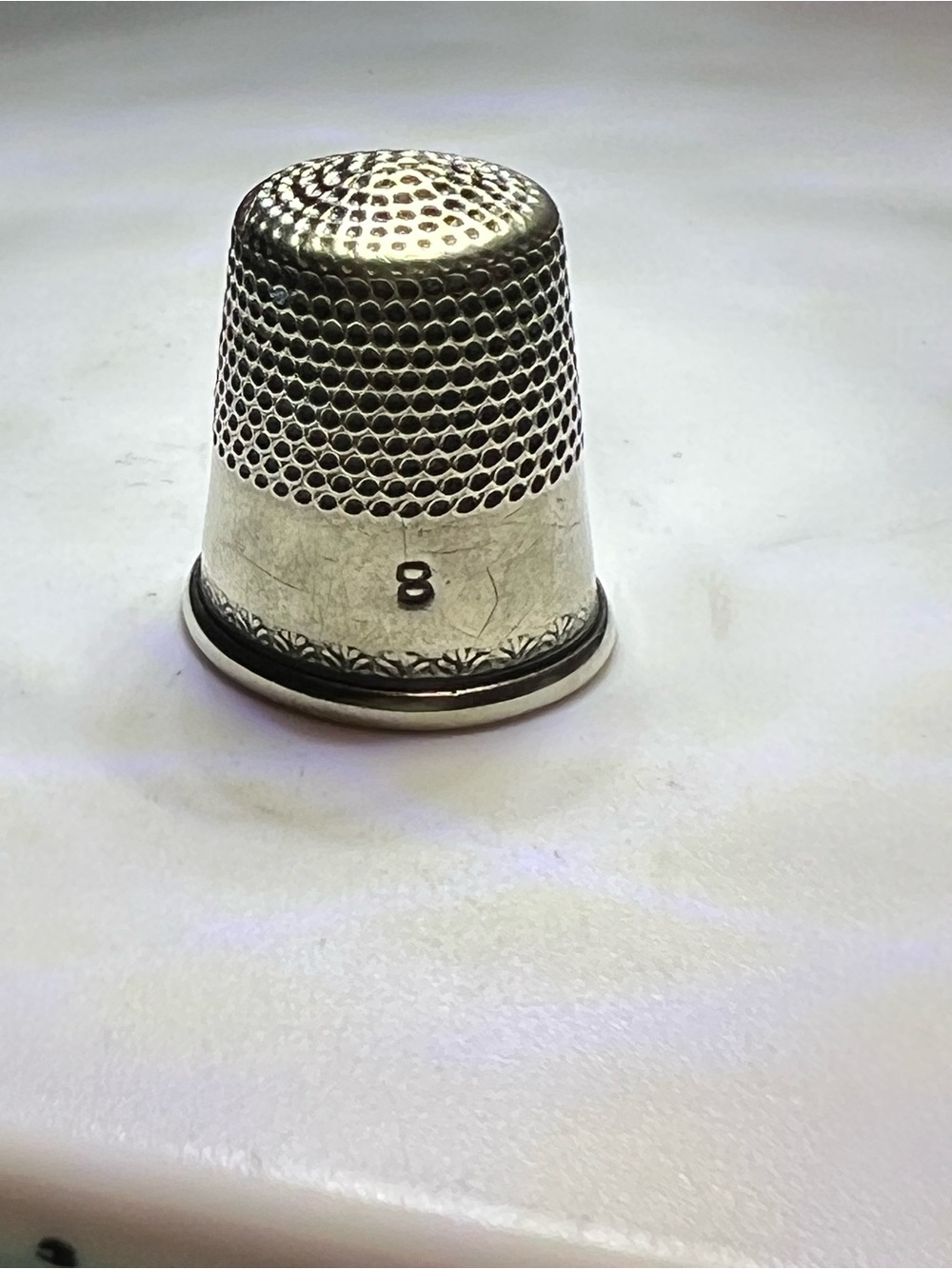 Vintage Sterling Silver Sewing Thimble with Size Mark '8' - Silver Tone